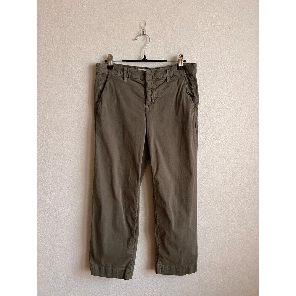 Frank & Eileen Westport Italian Wide-Leg Chino Pant in Olive Green Size US 4